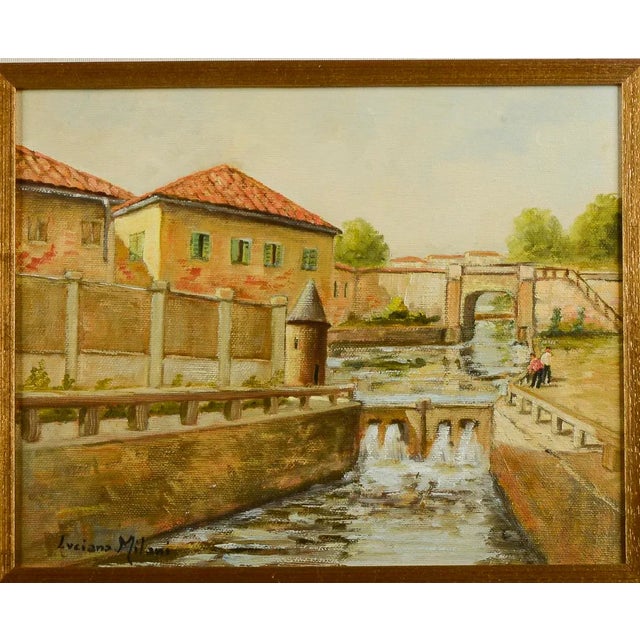 Luciano Milani, Milanese Landscape, Oil on Canvas For Sale - Image 3 of 6