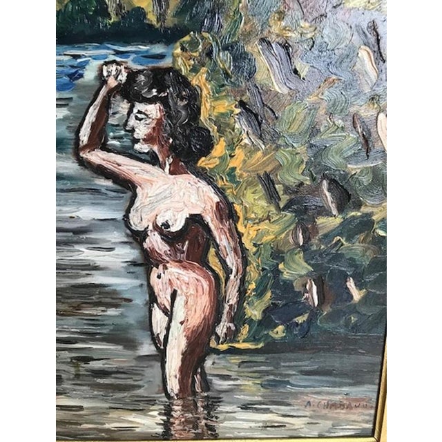Auguste Chabaud (1882-1955) naked woman in the river Oil on canvas. Dimensions: 46cm x 39cm. Signed in the bottom right...