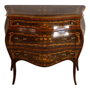 Early 20th Century French Country Marquetry Inlaid Louis XV Parquetry Satinwood Petite Commode