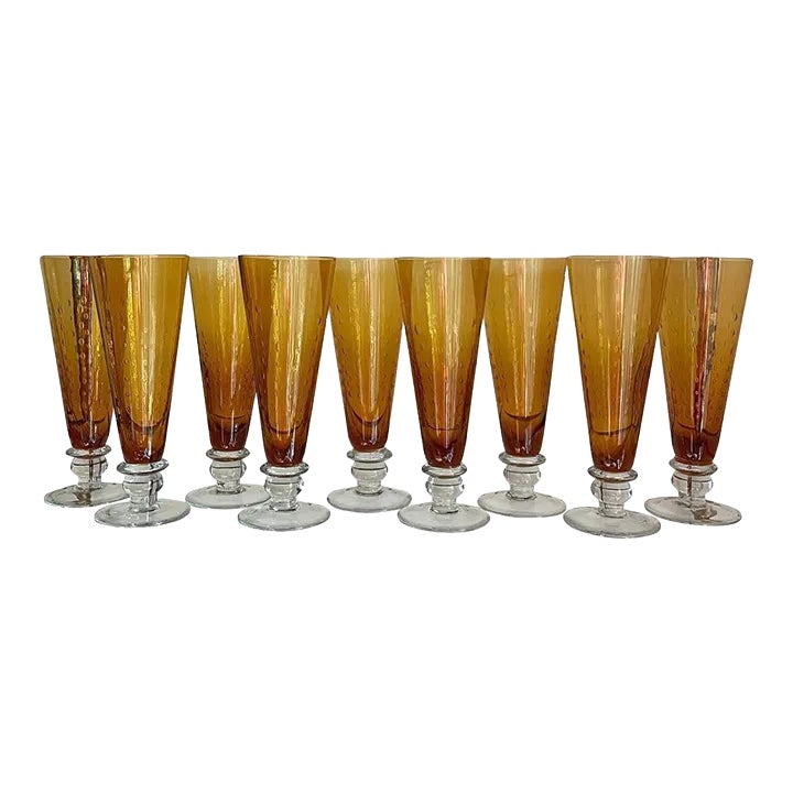 Vintage Pavilion Amber Ombre Pilsner Glasses by Zrike Set of 10
