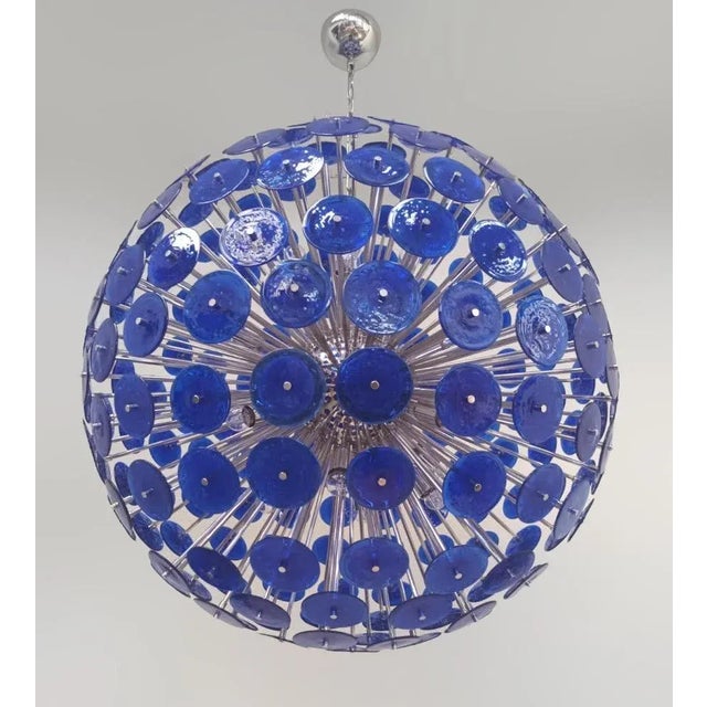 Italian 21st Century Blue Pulegoso Disco Sputnik Chandelier by Fabio Ltd For Sale - Image 3 of 10