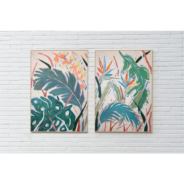 2026, Birds of Paradise, Illustration Style Painting Diptych For Sale - Image 9 of 10
