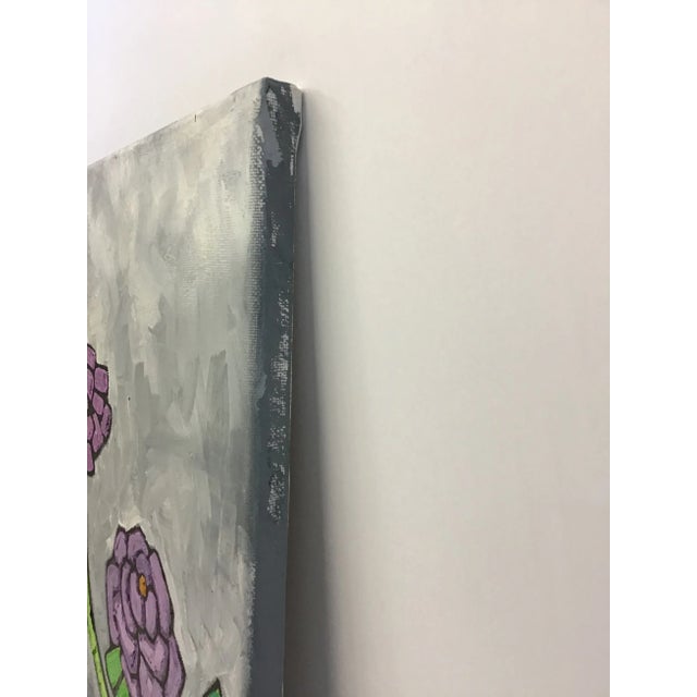 2010s Zinnias in a Storm Acrylic Painting For Sale - Image 5 of 6