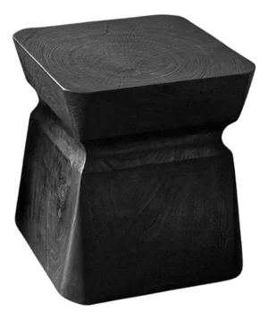Sculptural Teak Wood Side Table, Burnt Finish, Modern Organic