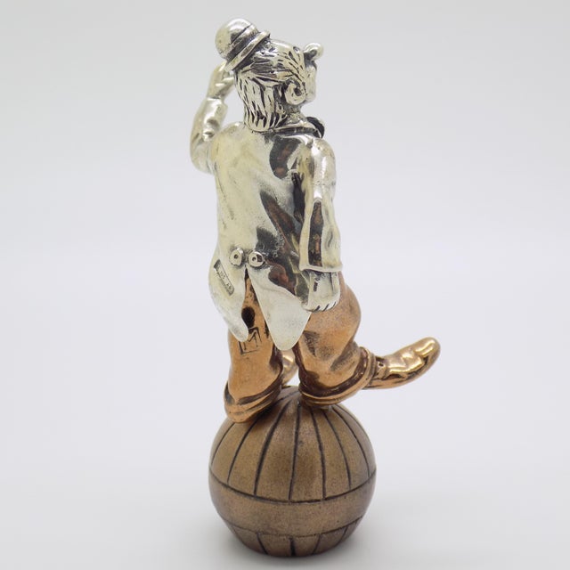Vintage Italian Handmade Genuine Silver & Brass Balancing Jester Angini Figurine, Made in Tuscany (Italy, Arezzo) For Sale - Image 4 of 14