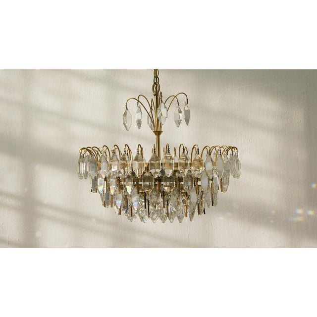 Large Crystal Glass Ceiling Lamp from Palwa For Sale - Image 10 of 11