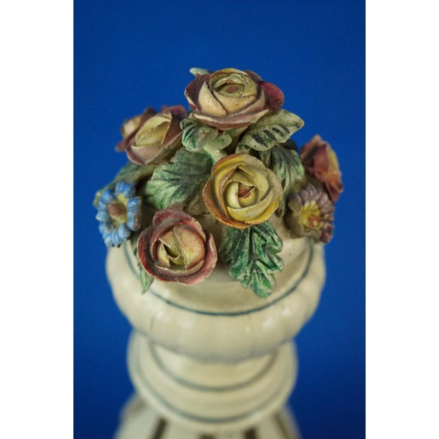 Art Nouveau Ceramic Columns with Miniature Vases and Flowers from Bassano Nove Factory, Italy, Late 19th Century, Set of 2 For Sale - Image 16 of 18