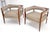 Mid-Century Modern Pair New Alcantera Upholstery Walnut Cube Shape Barrel Back Lounge Chairs MINT! For Sale - Image 3 of 13