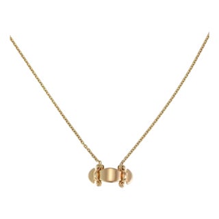 Louis Vuitton 18k Yellow Gold Fancy Long Curved Pendant & Chain For Sale