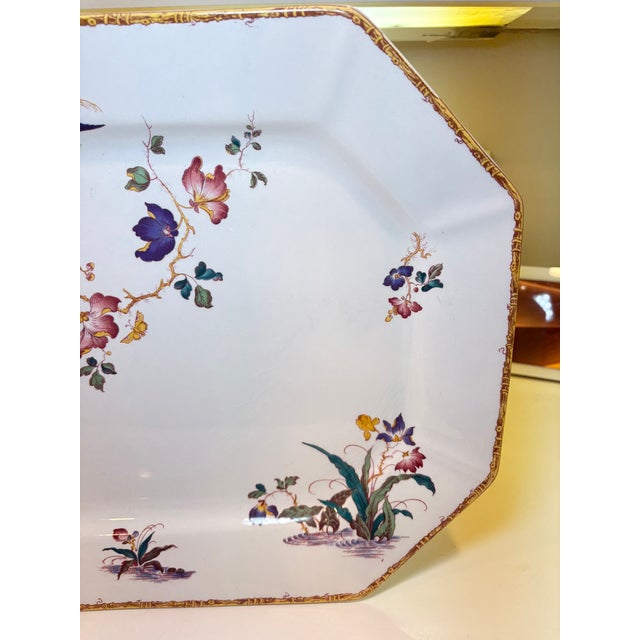 White Vintage Wedgwood Devon Rose Georgetown Collection Bamboo Trim Platter For Sale - Image 8 of 11