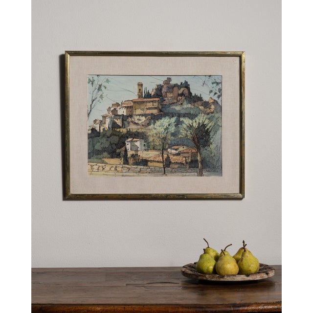 Mid 20th Century 20th Century "Italian Hill Town" Oil on Canvas For Sale - Image 5 of 9