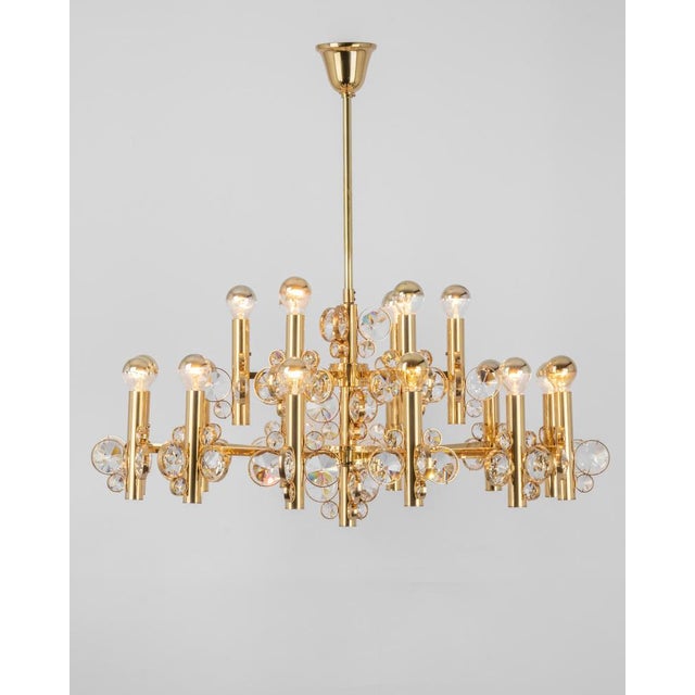 Large Gilt Brass Chandelier attributed to Palwa for Sciolari, Germany, 1970s For Sale - Image 9 of 14