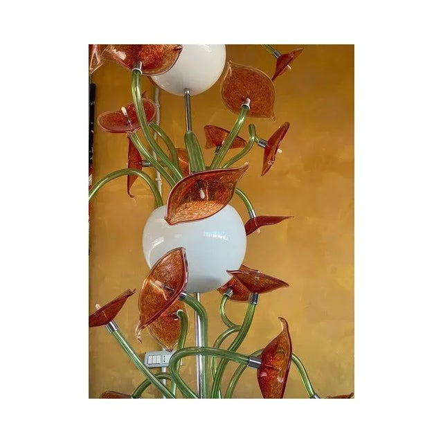 Brown Flowers Murano Glass Cascade Chandelier by Simoeng For Sale - Image 8 of 13