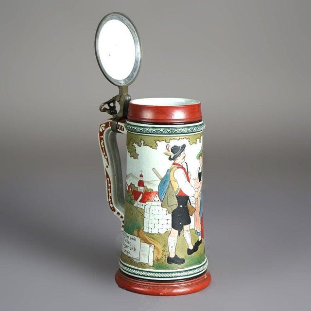 Antique Art & Crafts Scenic Musterschutz Germany Pottery Stein Circa 1900 For Sale - Image 9 of 9