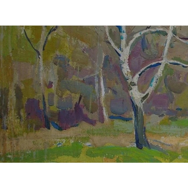 1980s 1980s Impressionist Forest Oil Painting, Original Soviet Ukrainian Art 50-67 For Sale - Image 5 of 6