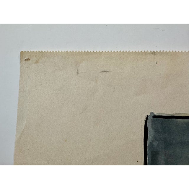 Rustic Henry Emil Salloch Original Watercolor on Paper Expressionist Waterfront Village, 1932. For Sale - Image 3 of 6