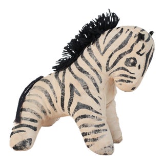 Mid-Century Stuffed Zebra Folk Art Toy For Sale