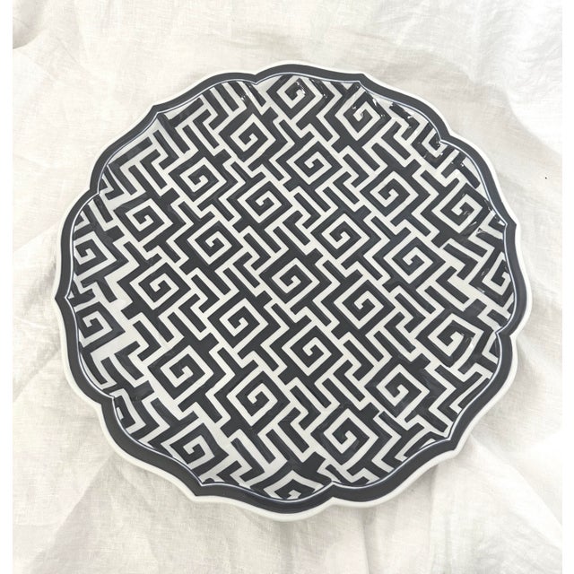 Blue & White Greek Key Decorative Bowl For Sale - Image 4 of 6
