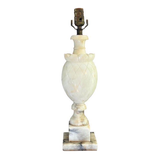 1960s Neoclassical Italian Alabaster Table Lamp For Sale