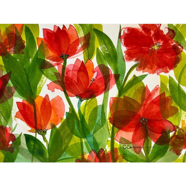 Original watercolor painting of “Red Tissue Poppies” . These gorgeous flowers grow on my flower farm here in Idaho. This...