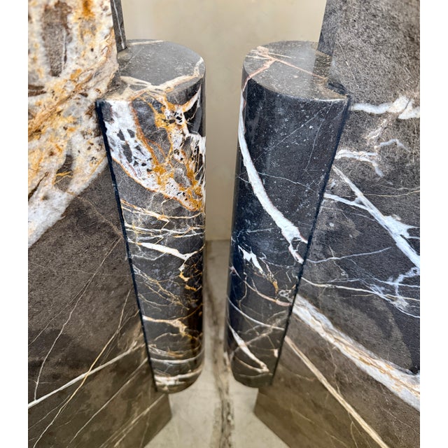 Stone Pair of Postmodern Dining/Console Table Marble Bases From 80's For Sale - Image 7 of 10