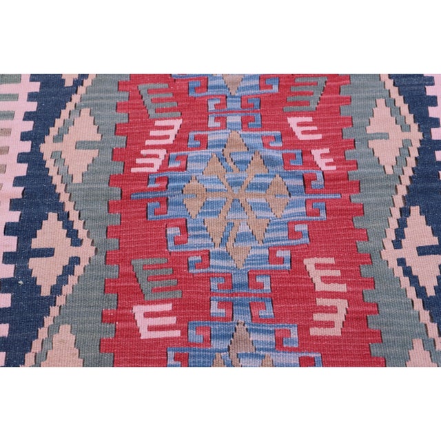 1970s Geometric Design Kilim Rug With Natural Dyes For Sale In Sacramento - Image 6 of 10