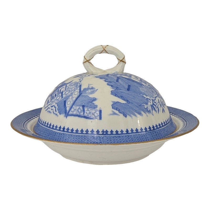 Late 19th Century Royal Worchester Blue Willow Covered Serving Bowl