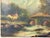 Folk Art Antique Folk Art Oil Painting Scenic Church Bridge Setting, artist signed & dated For Sale - Image 3 of 10