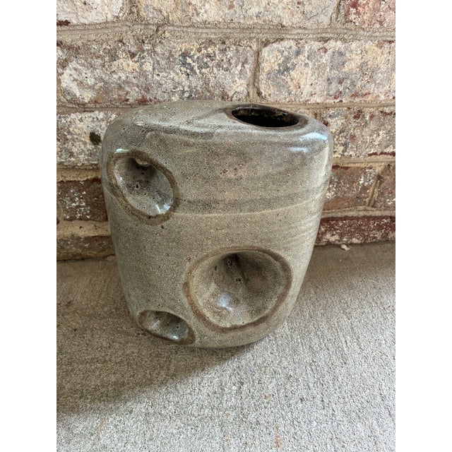 1970s Mid 20th Century Gray Ceramic Vase For Sale - Image 5 of 12