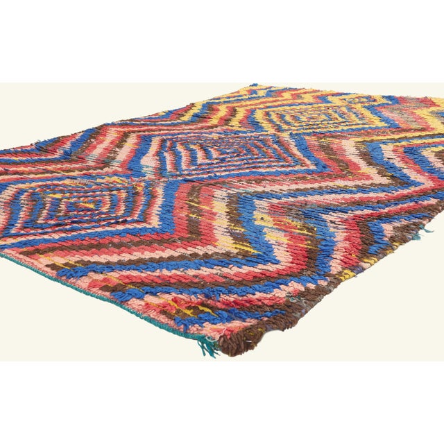 22024 Vintage Azilal Boucherouite Moroccan Rug, 04'11 x 06'08. The Sacred Genesis: A Vintage Azilal Moroccan Masterpiece...