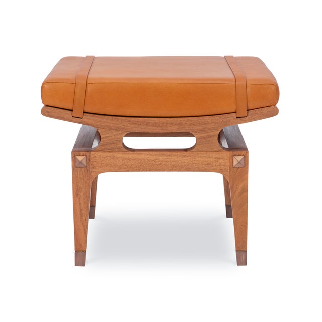 Traditional Maitland-Smith Saddle Back Ottoman For Sale - Image 3 of 4