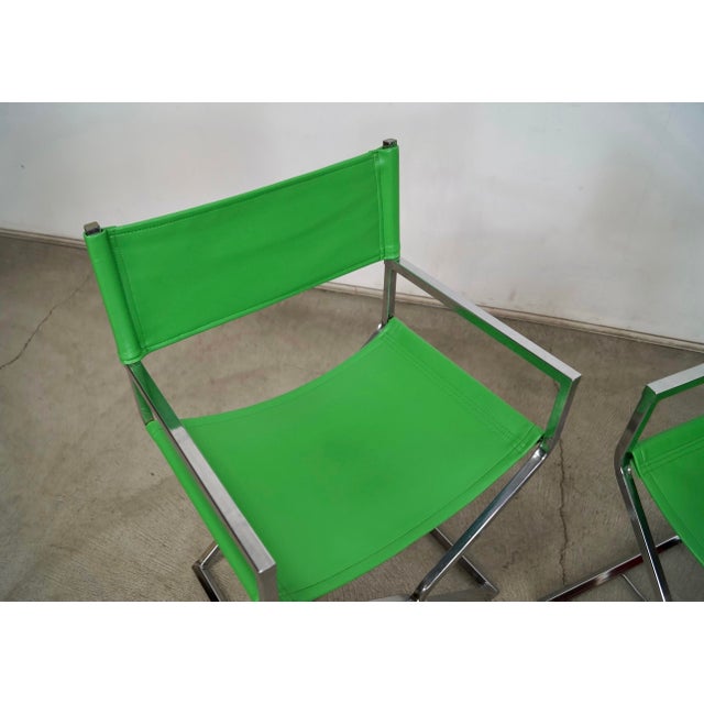 1970’s Mid-Century Modern Chrome Director’s Chairs - A Pair For Sale - Image 11 of 12