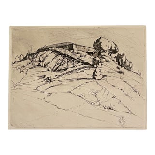 1924 Eric Scott Monastery in Montague Etching For Sale