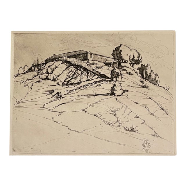 1924 Eric Scott Monastery in Montague Etching For Sale