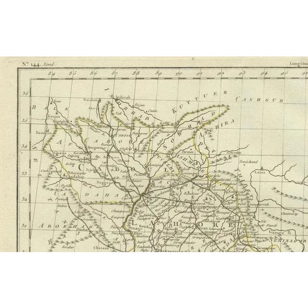 Paper Antique Map of Northern India by Tardieu, 1802 For Sale - Image 7 of 8