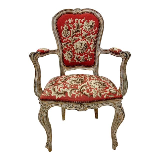 Antique French Needlepoint Bergere Chair Chairish