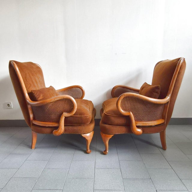 Vintage Bergere Armchairs in Cane and Wood, Early 20th Century, Set of 2 For Sale - Image 18 of 18