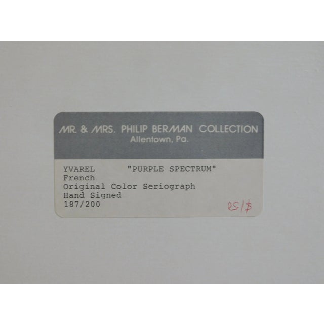 Jean - Pierre Yvarel "Purple Spectrum" Framed Serigraph For Sale - Image 12 of 13
