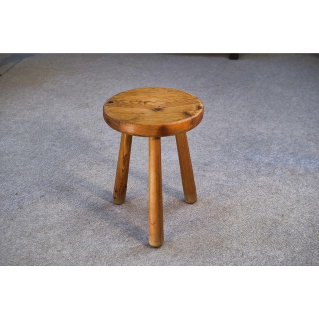 Wood Mid-Century Pine Stool, 1960s For Sale - Image 7 of 8