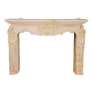 20th Century Louis XV Limestone Fireplace Mantle with Shell For Sale