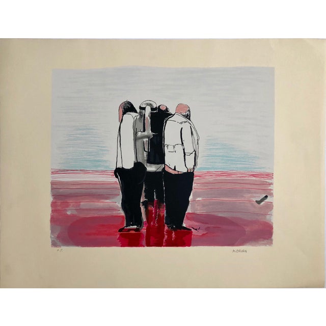Michael Druks, Modernist British Israeli Lithograph Expressionist Figures For Sale