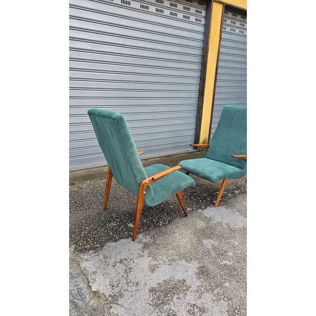 Set of Upholstered Walnut Armchairs, 1970s For Sale - Image 14 of 18