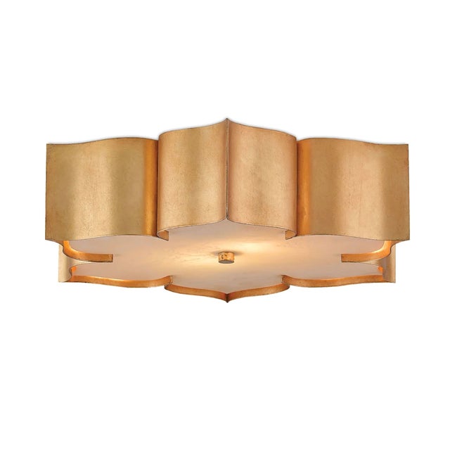 Grand Lotus Flush Mount Ceiling Light With Gold Leaf Finish by Currey and Company For Sale In San Francisco - Image 6 of 6