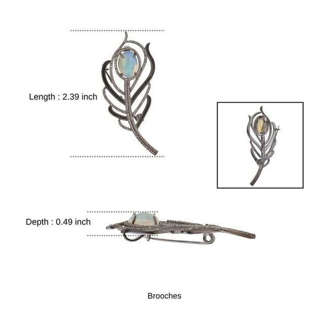 Sterling Silver Art Deco Elegance Opal and Diamond Convertible Brooch Pendant For Sale - Image 10 of 12