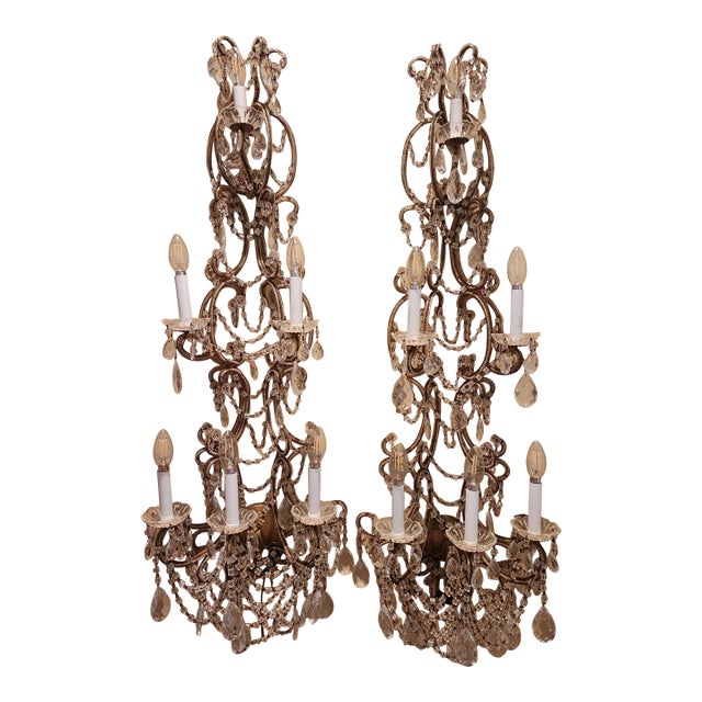 Extra Long Italian Beaded Sconces For Sale