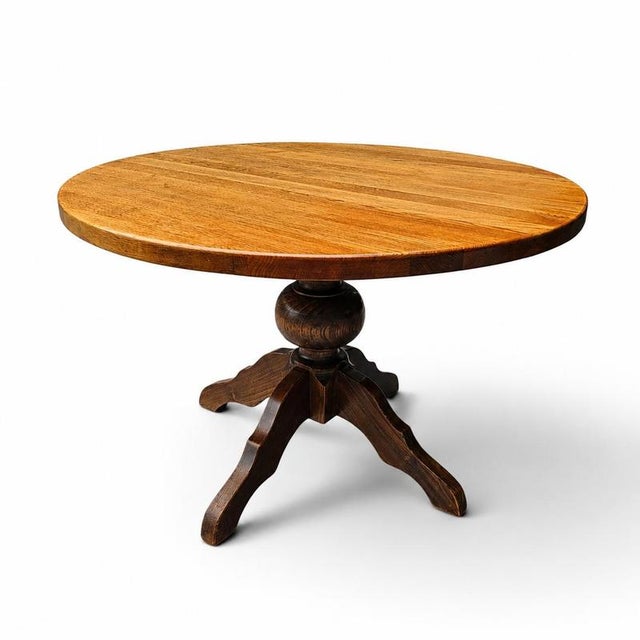 Oak Dining Table with Central Pedestal For Sale - Image 14 of 14