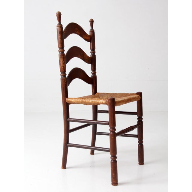 Vintage 1930s Tell City Rush Seat Ladder Back Chair For Sale - Image 15 of 17