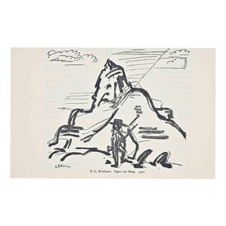 Unknown, Jäger am Berg (Hunter on the Mountain), 1922, Woodcut For Sale