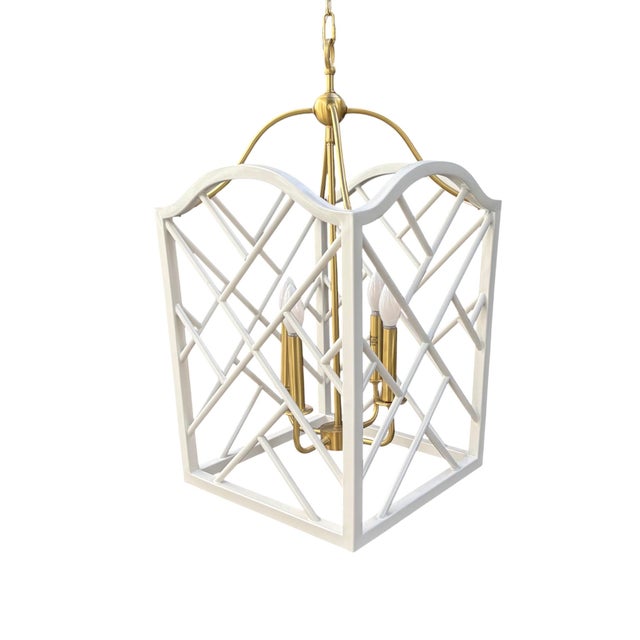 Large Chippendale or Chinoiserie Faux Bamboo Frettework Lantern For Sale - Image 13 of 14