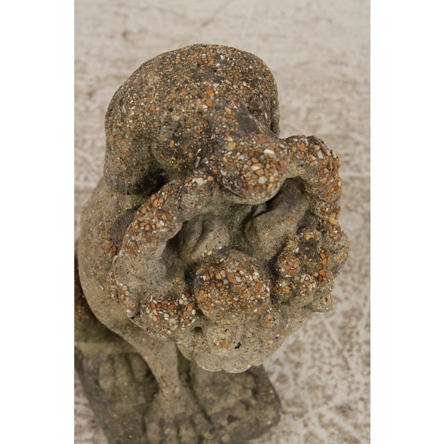 Vintage Weathered Concrete Garden Dog Statue For Sale - Image 15 of 15
